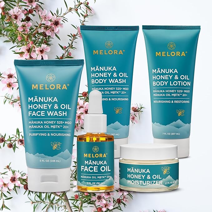 MELORA Manuka Honey Body Lotion (7oz), Moisturizing Lotion with Soothing Manuka Honey & Oil for Dry, Very Dry, Sensitive, or Aging Skin – Cream Moisturizer for Women & Men