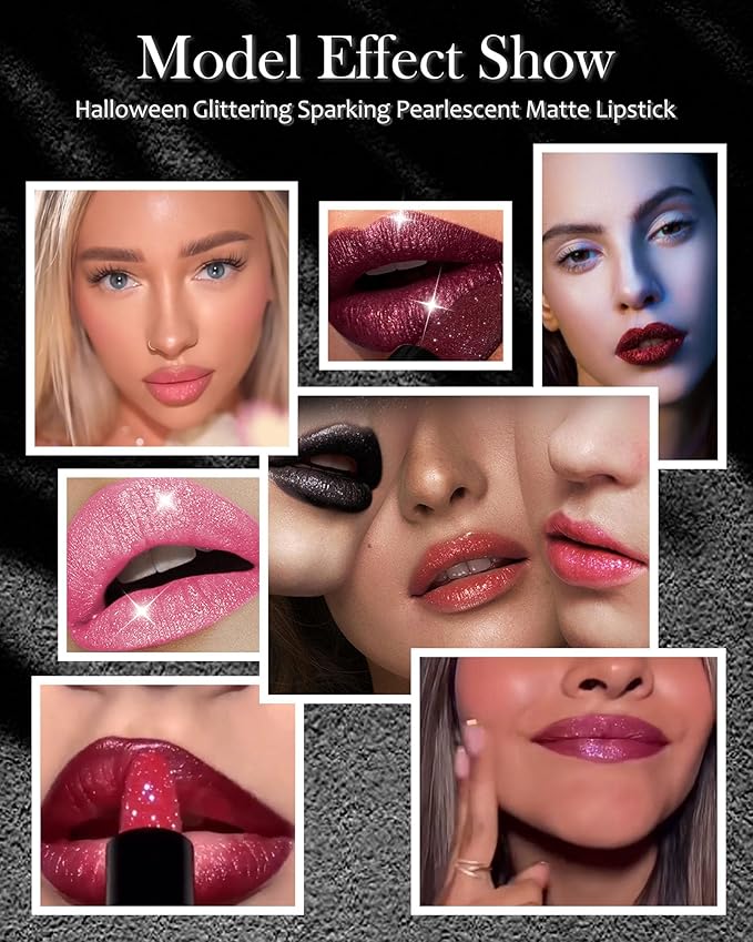 Diamond Glitter Matte Lipstick,Ruby Red Metallic Shimmer Lip Gloss Lip Tint Stain,Sparkling High Pigment Tinted Lip Balm,Longlasting Waterproof Non-Stic Cup Lipstain Lipgloss,Makeup Gift for Women-03