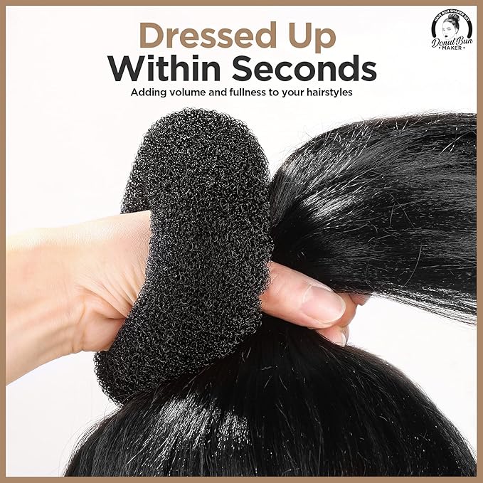 Teenitor Hair Donut, Hair Bun Maker, Black（Extra-large, Large, Medium and Small）