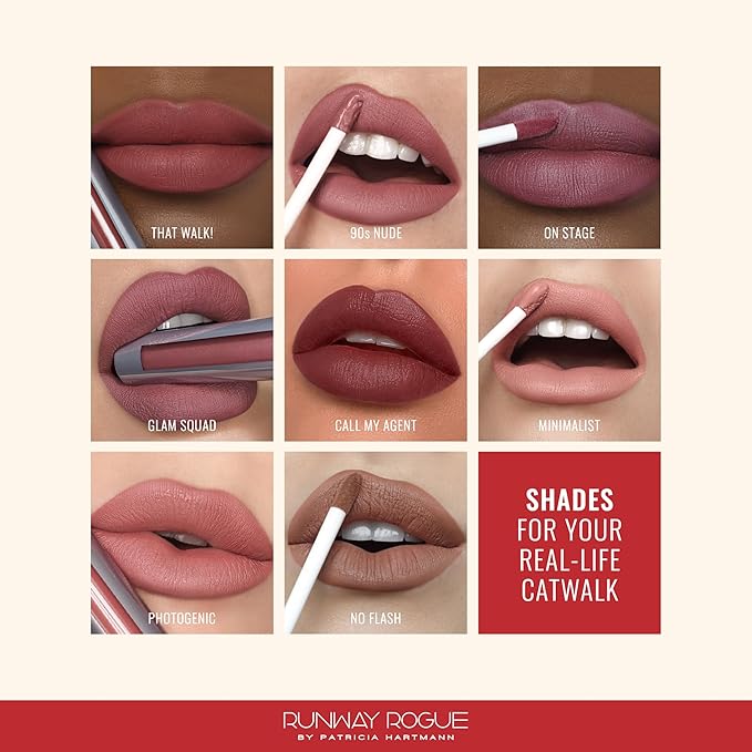 Runway Rogue Velvet Glam Liquid Lipstick, Almost-Matte Rustic Red Lipstick, ‘That Walk!’