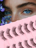 Natural Lashes Fake Eyelashes Pack C Curl Strip Lashes 13MM False Eyelashes Natural Looking 3D Volume Lash thin Band Eyelash Pack 7 Pair Siligli