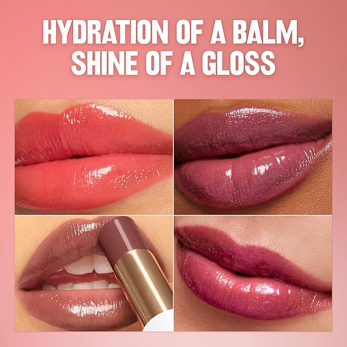 REVLON Super Lustrous Glass Shine Balm, Hydrating Tinted Lipstick, Sheer, Glossy Shiny Finish, 002 Pink Flip, 0.11 oz
