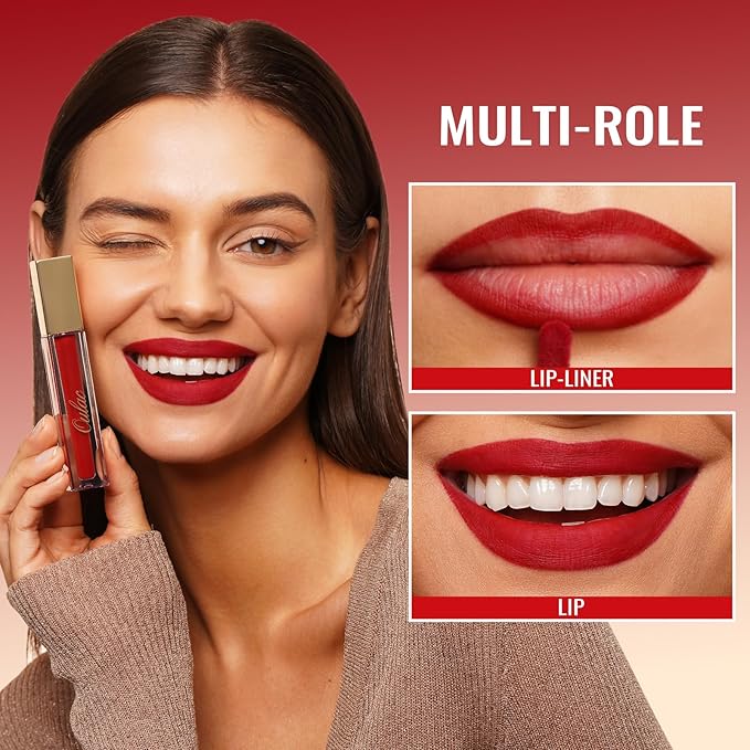 Oulac Red Black Purple Christmas Lipstick Set for Women, Matte Liquid Lipstick Long Lasting High Impact Creamy Matte Lip Gloss, Rich Colour Formula with Vitamin E & Rose Oil