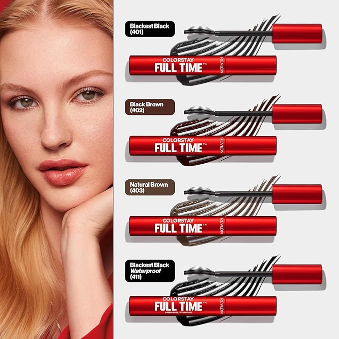 Revlon ColorStay Full Time Volumizing Mascara, 24 Hour Wear, Smudge-Proof, Non-Clumping, Flake-Free, Stocking Stuffer for Her, 401 Blackest Black