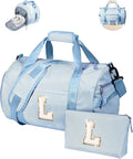 Birthday Gift for Her, Girls Travel Duffle Bag, Kids Initial Overnight Bags with Shoe Compartment, Customized Weekender Bag with Makeup Pouch, Trendy Stuff for Teen Girl Women (Letter L)