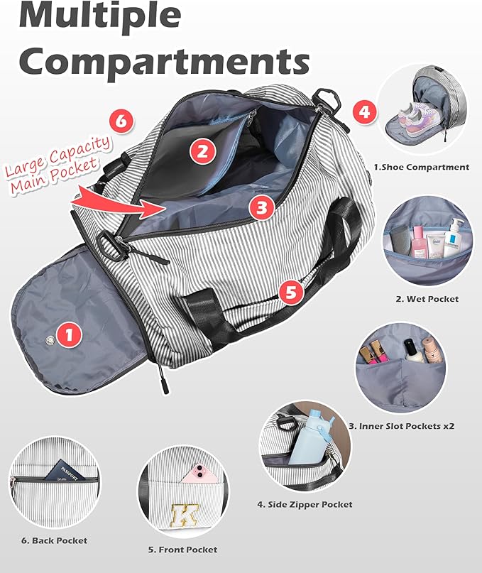 5 6 7 8 9 10 Year Old Girl Birthday Gift, Girls Travel Duffle Bag, Kids Initial Overnight Bags with Shoe Compartment, Monogram Weekender Bag with Makeup Pouch, Trip Essentials (Letter Q)