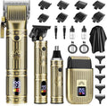Professional Hair Clippers for Men, Cordless Beard Trimmer, Nose & Ear Hair Trimmer, Electric Shavers Barber Kit with LED Display, Hair Cutting Kit with Case, for Barber, Mens Gift