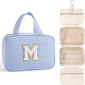 TOPEAST Christmas Gifts for Women Teen Girls Kids - Travel Hanging Toiletry Bag, Personalized Initial Toiletry Pouch, Birthday Gifts for Women Mom Daughter Sister Friends, Cruise Essentials, Blue M