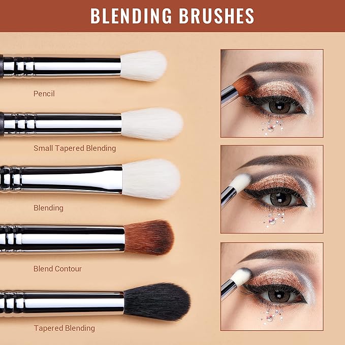 Jessup Brand 19pcs Professional Makeup Brush Pro Set Beauty Eyeshadow Blending Eyeliner Smoked Sloom Cosmetics Tool kit T131 Silver/Black