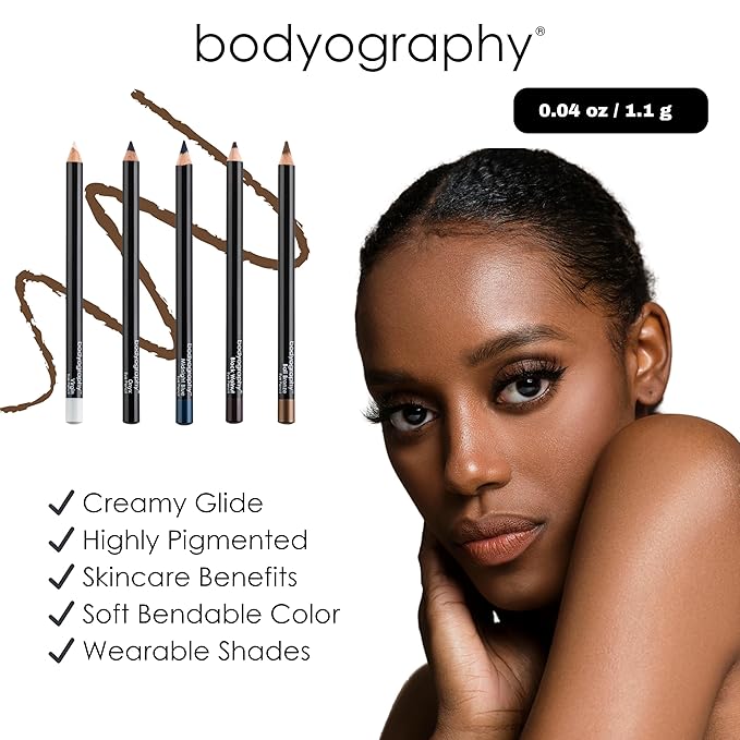 Bodyography Cream Eye Pencil, Bali Bronze - Wooden Eyeliner for Eyes & Eyebrows, Long-Lasting Cruelty-Free Coconut Oil Cosmetic Liner