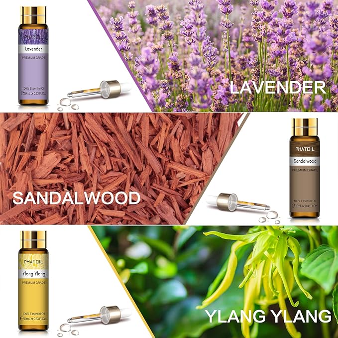 PHATOIL 9PCS Premium Quality Essential Oils Set for Soap Making Diffusers, 10ml/0.33fl. oz Fragrance Oils, Long Lasting Scents, Ideal Gift Set for Friends and Families