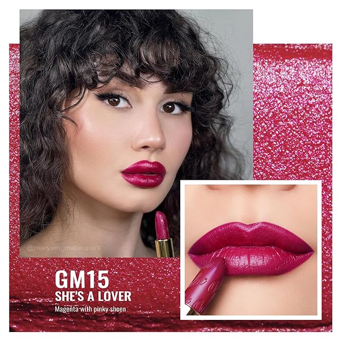 Oulac Matte Lipstick with Glow Metallic Finish - Vegan Lipstick for Women, Creamy Texture, Hydrating Clean Beauty Formula, High-End Magnetic Hook Design, GM15 She's A Lover
