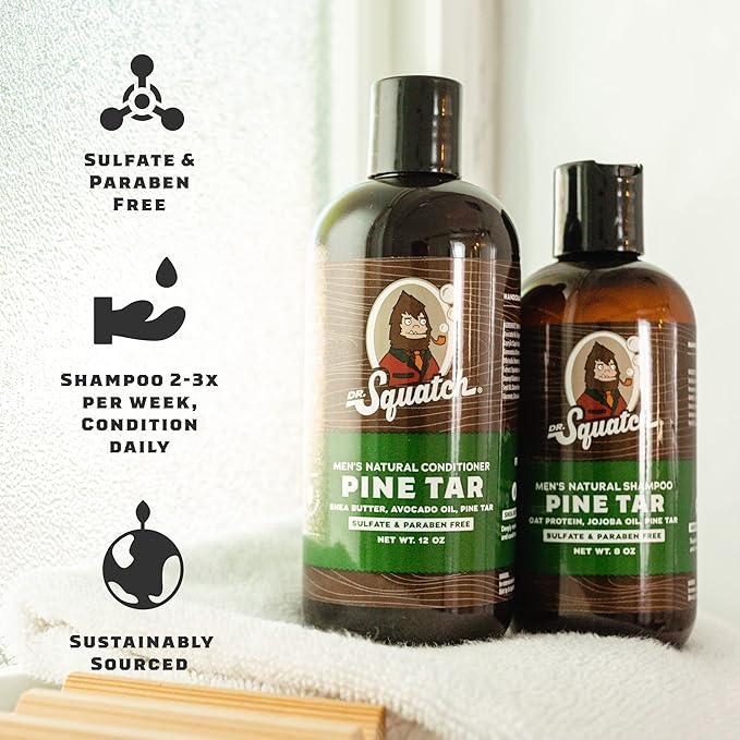 Dr. Squatch Natural Hair Bundle for Men - Healthy, Full Looking Hair - Cypress Coast Shampoo (8 fl oz), Cool Citrus Conditioner (11.5 fl oz)