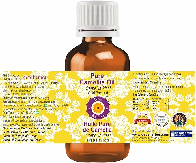 Greenwood Essential Pure Camellia Oil (Camellia kissi) Cold Pressed 10ml (0.33 oz)