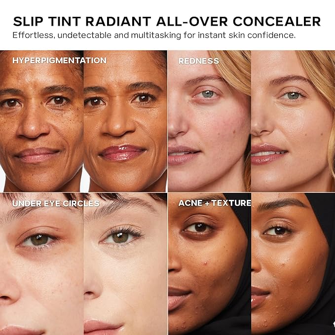 Saie Slip Tint Radiant Cream Concealer & All-Over Face Makeup - Concealer for Dark Circles, Redness & Blemishes - Lightweight Makeup Made with Hydrating Hyaluronic Acid - Shade 25 (0.17 oz)