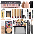All in One Makeup Kit for Women Full Kit,Travel Make Up Gift Set for Women Teens Girls, Includes Eyeshadow,CC,Foundation,Lipstick,Mascara,Brush,Sponge,Brow Powder & Soap,Eyeliner,Primer,Contour,Bag