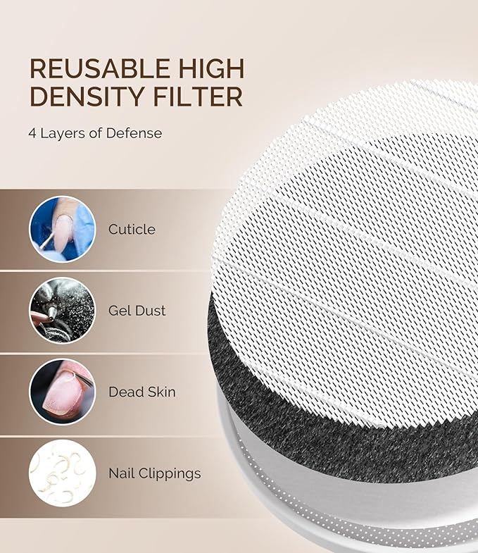 MelodySusie Cordless Nail Dust Collector,SProR 3500RPM Rechargeable Vacuum Fan Dust Extractor with Reusable Filter for Mobile Nail Tech, Salon & Home