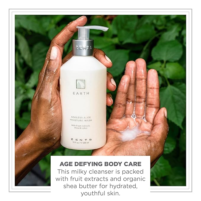 Zents Hand & Body Wash (Travel Size - Earth Fragrance) | Hydrating Anti-Aging Cleanser with Organic Shea Butter & Aloe for Dry Skin | Gentle & Nourishing | 1 fl oz | TSA Approved