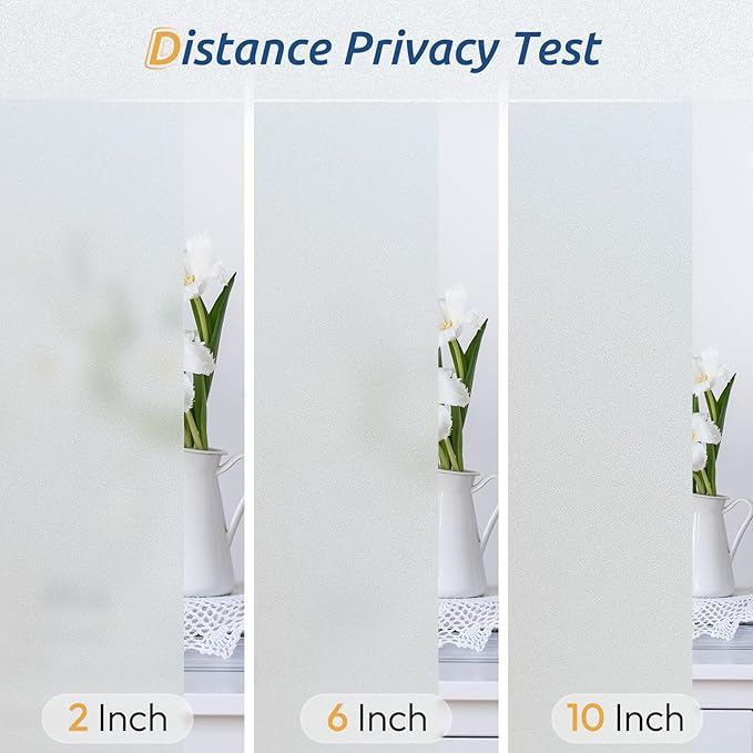 rabbitgoo Window Privacy Film, Frosted Glass Window Clings, Static Cling UV Heat Blocking Door Stickers for Home Bathroom, Removable Indoor Decal Coverings Day and Night, Pure, 35.4 x 196.8 Inches