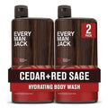 Every Man Jack Nourishing Cedar + Red Sage Mens Body Wash for All Skin Types - Naturally Derived Ingredients - Cleanse and Hydrate Skin with Coconut and Glycerin - 24oz 2 Bottles