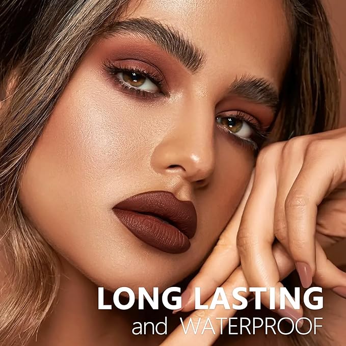 Nude Brown Dark Red Lipstick 3Pc Long Lasting Lipsticks for Women Pigmented Smudgeproof Transferproof Vegan Cruelty Free Lip Color, A61/50/48