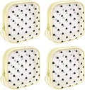 4 Pieces Mini Zipper Nylon Mesh Pouch, Mesh Cosmetic Bags Makeup Bags, Multipurpose Travel Toiletry Bags for Office Supplies and Travel Accessories (Heart Print-Beige, S)