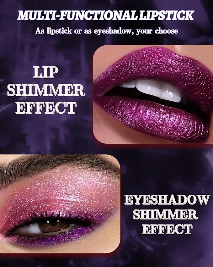 Glitter Metallic Shimmer Lipstick, Magenta Lipstick Long Lasting, Diamond High Pigmented Shiny Metallic Lip Stick, Non-sticky Sparkly Fuchsia Lipsticks for Women Christmas Makeup-07 Magenta