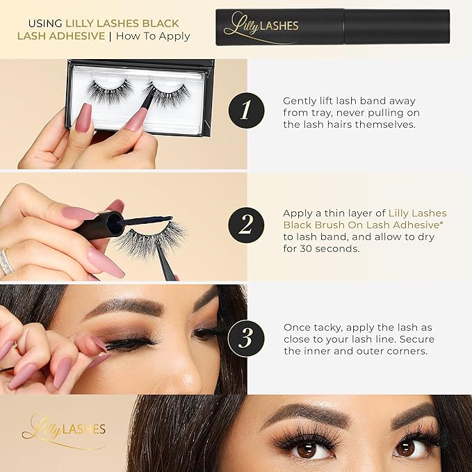 Lilly Lashes Miami Flare 3D Mink Lashes, Mink Eyelashes, The Original Lilly Lash For Wispy & Natural Look, Reusable Eyelashes up to 25x, Fluffy Lashes, Strip Lashes, Lash Glue not Included