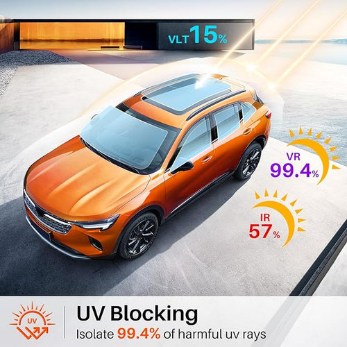 15% Percent Car Window Tint, 15% VLT Nano Ceramic Window Roll 36" Inch x 100'Ft, Automotive Tint for Privacy Sun & Glare Protection UV Heat Blocking, Scratch Resistant 5-Layer