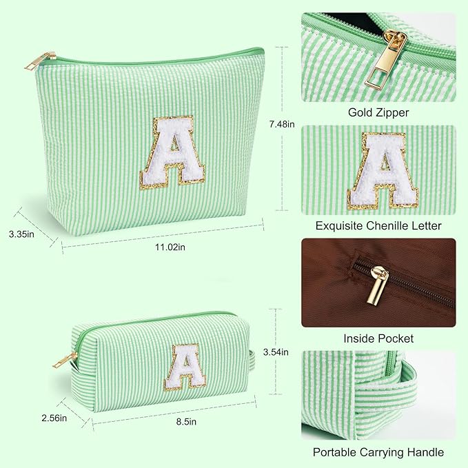 YOOLIFE Initial Makeup Bag for Women - Teen Girl Gifts Trendy Stuff Monogram Cute Makeup Bags Make Up Case for Women Her Best Friend Friendship Sister Teacher, Personalized Birthday Gifts H
