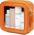Popvibe Clear Makeup Bag Travel Cosmetic Case Transparent Toiletry Bag with Zipper, Portable Make Up Organizer Traveling Compact Car Bag for Essentials