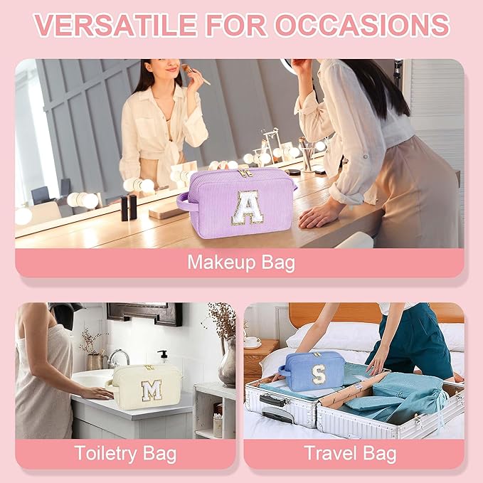 YOOLIFE Cute Small Makeup Bag - Personalized Teen Girl Gifts for Daughter Sister Girlfriend Best Friend Birthday Gifts for Women Mom Teacher Teen Girls Gifts Girls Makeup Bag Cosmetic Bag Letter S