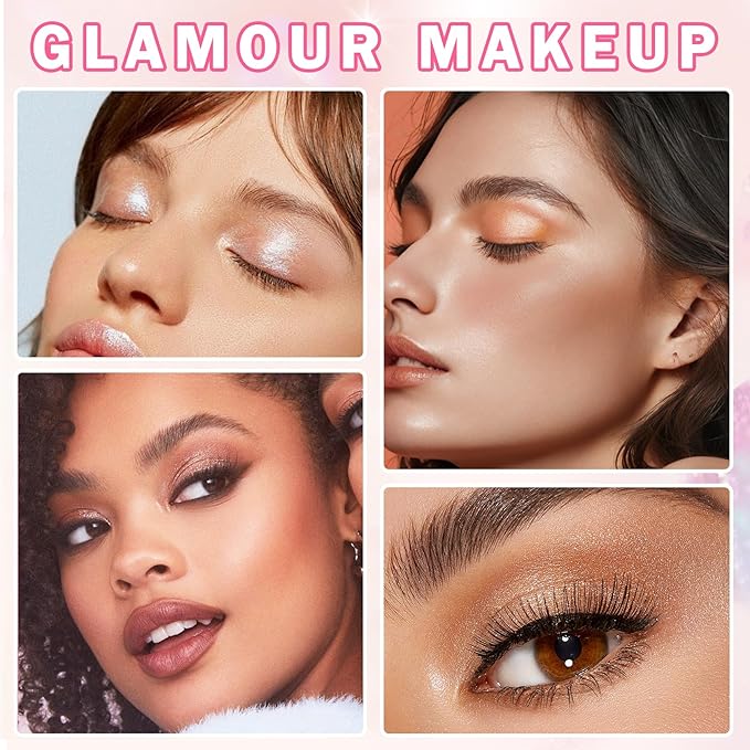 Glitter Eyeshadow Champagne Glow, Ultra Fine Shimmer, Buildable Formula, Daily Multiuse Glossy Eyes Makeup (09 Moonstone)