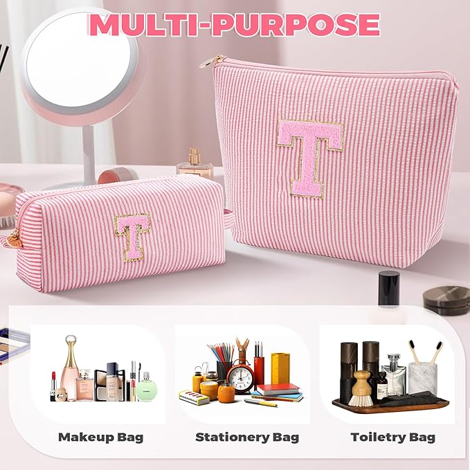 Teacher Appreciation Gifts,Thank You Gifts from Students,Birthday Teacher Retirement Gifts for Women,Teachers Day Gift Ideas,Makeup Bag Set Cosmetic Bag - Peach,T