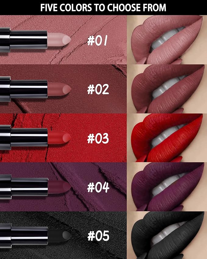 Dark Purple Lipstick Long Lasting for Women, Hydrating Matte Velvet Lip Gloss Nude Liquid Lipstick Intense Lip Color Non Stick Smudge-Proof & Waterproof Lipgloss Bold Glow Goth Lip Stick Makeup-04