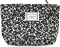 STARDW Aesthetic Floral Makeup Bag Cute Small Cosmetic Bags for Women Girls, Travel Toiletry Bag Large Capacity Zipper Makeup Pouch, Purse Organizer Pouches (Black Flowers)