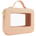 LETGO Clear Makeup Bag Travel Cosmetic Case Transparent Toiletry Bag with Zipper, Portable Make Up Organizer Traveling Compact Car Bag for Essentials (A-Nude)
