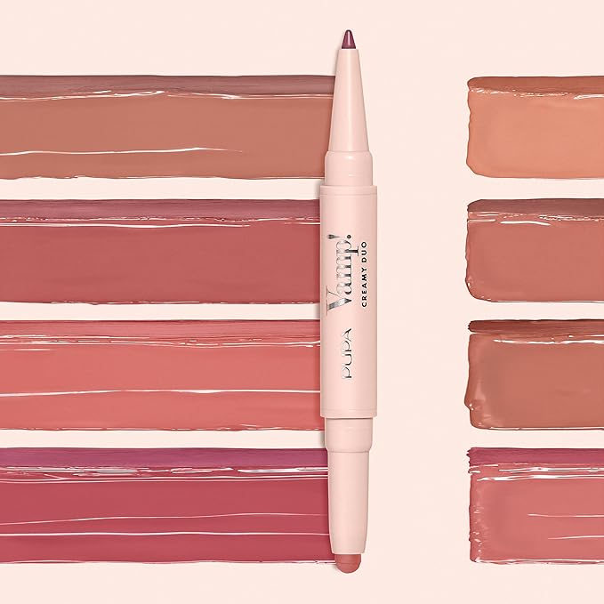 Pupa Milano Vamp! Creamy Duo, 007 Peach Nude, 1 Pc - 2 in 1 Lipstick and Lip Pencil - Long Lasting - Lightweight - No-Transfer - Smooth Texture - Highly Pigmented