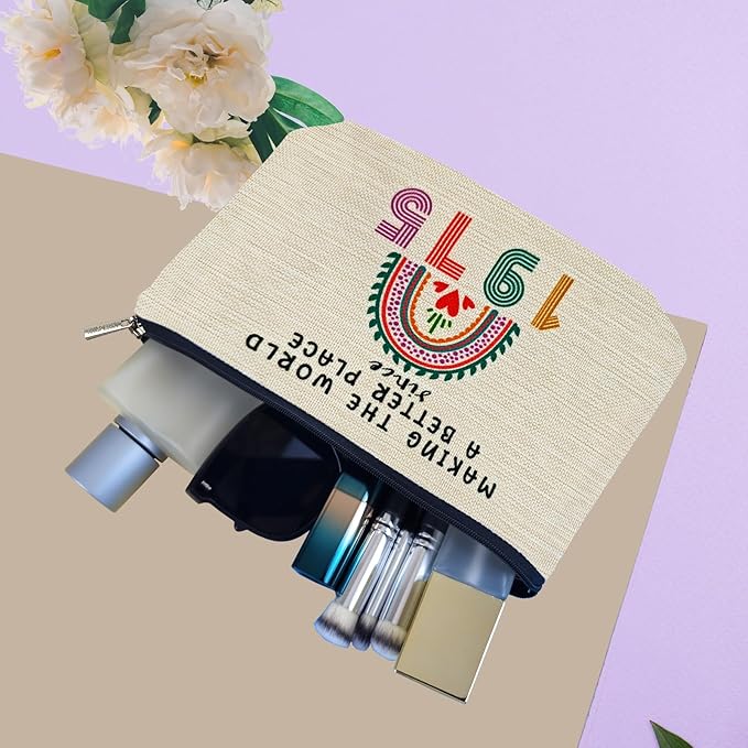 ancpeany 50th Birthday Gifts for Her, Funny 1975 50th Birthday Decorations Makeup Bag, Anniversary 50 Old Year Gift Ideas for Women, Wife, Sister, Mom, Aunt, Cool Cosmetic Travel Bag for Mothers Day