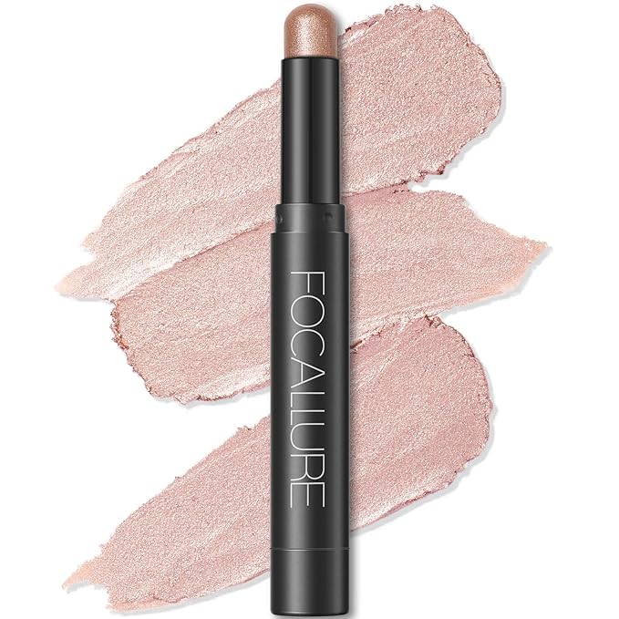 FOCALLURE Shimmer and Matte Cream Eyeshadow Stick,Smooth Brilliant Eye Brightener Pencil for Women,Long Lasting Waterproof Eye Shadow and Liners Makeup,PINK FIRE