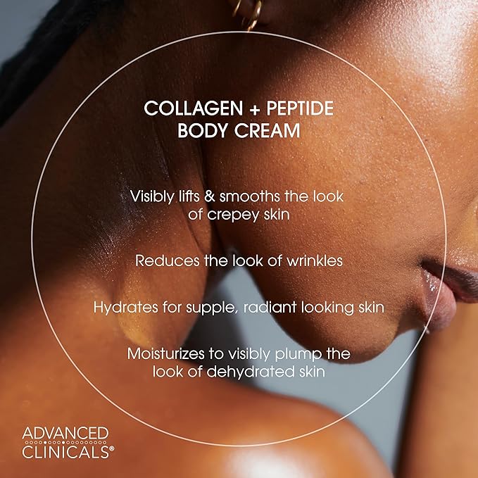 Advanced Clinicals Collagen Peptides Firming Body Lotion Face Cream + Collagen Body Oil Moisturizer 2PC Skin Care Set For Women & Men | Skin Tightening Dry Skin Moisturizing Cream & Massage Oil, 2PC