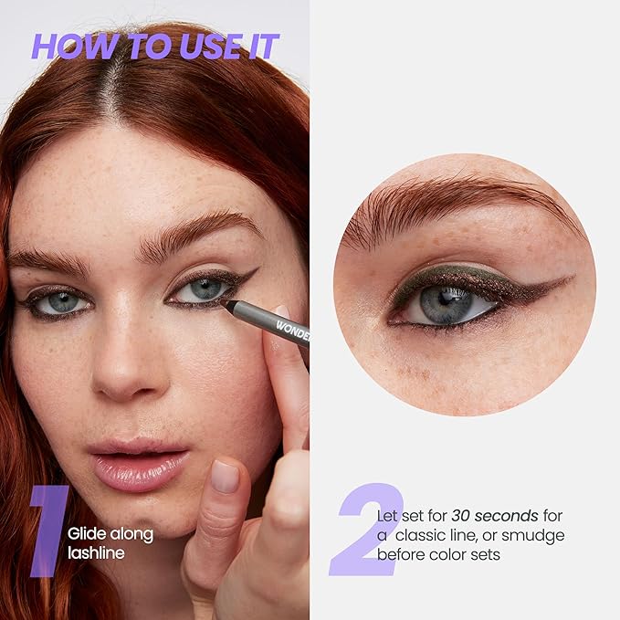 Wonderskin Eyeliner Pencil, 1440 Longwear Deep Black Eyeliner Pencil - Waterproof, Sharpenable & Smudge Proof