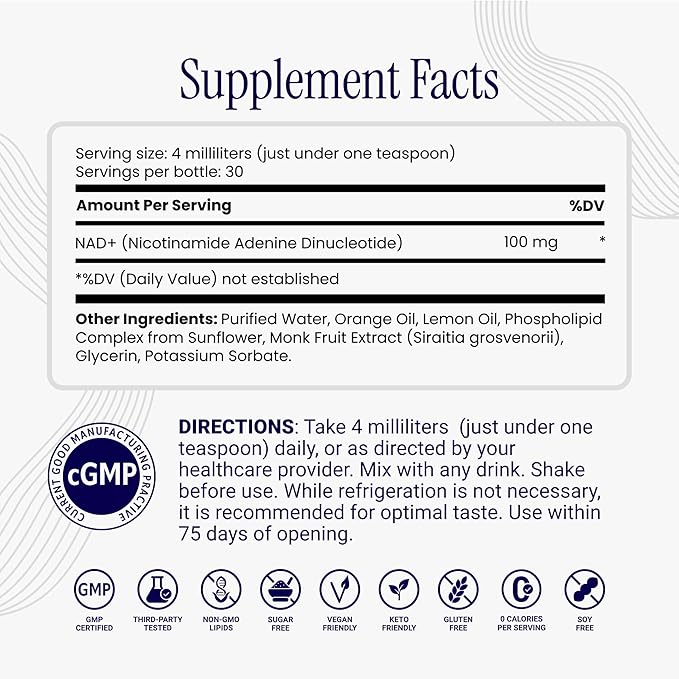 Rho Nutrition Liposomal NAD+ – Liquid Supplement Designed to Help Support Absorption – Active Form of NAD+ Helps Support Normal Cellular Health, Healthy Aging, Energy Metabolism and Overall Vitality