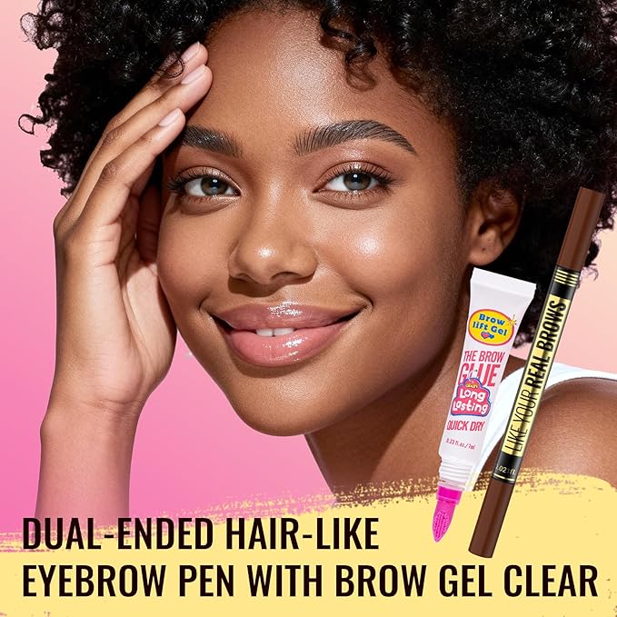 Vevivia Eyebrow Pen - Eyebrow Gel Clear, Dual-Ended Eye Brow Pencils for Women with 4-Fork-Tip and Precise Brush-Tip for Natural Hair-Like Strokes, Last All Day Eyebrow Pencil, Black Brown