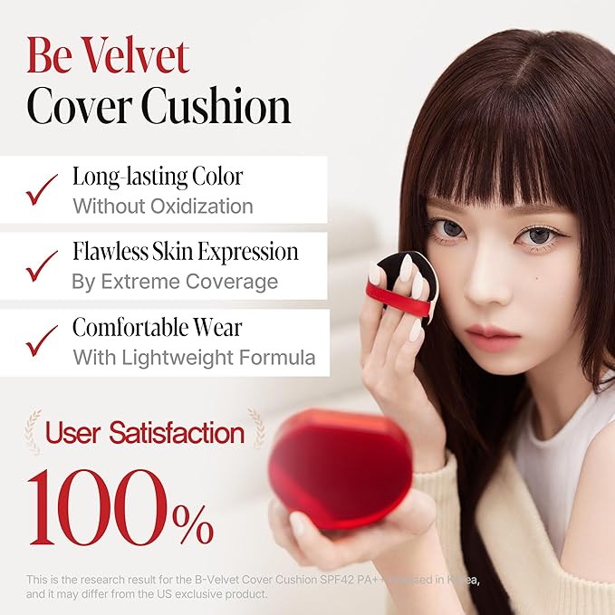 Espoir Be Velvet Cushion Foundation #20 Vanilla | Quick and Easy Coverage with Long-lasting Color by Zero Oxidation, Velvety Smooth Finish & Lightweight Formula, Vegan, Korean Makeup, 0.46 oz