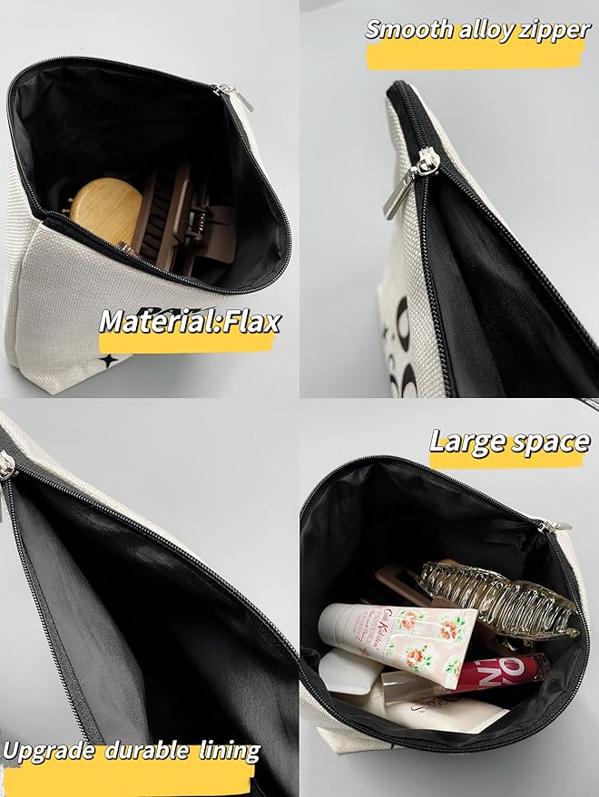 Cat Makeup Bag, Cute Makeup Bag, Cat Gifts for Cat Lovers Women, Black Cat Gifts, Hi Black Cat Kitty Cosmetic Bag, Cat Makeup Pouch, Cat Stuff for Cat Lovers (Camel-2)