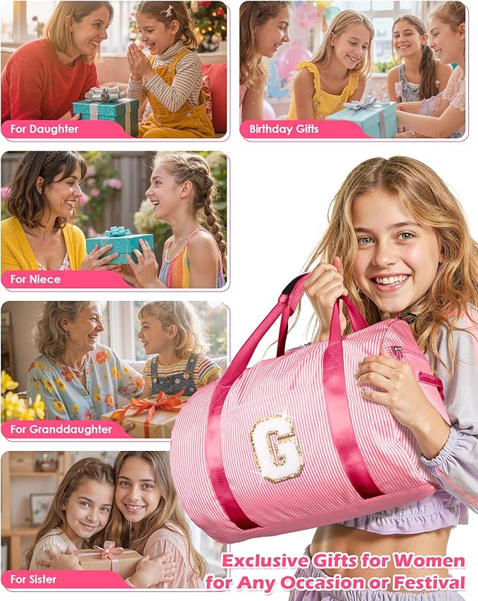 12 Year Old Girl Birthday Gifts, Girls Travel Duffle Bag, Kids Initial Overnight Bags with Shoe Compartment, Personalized Weekend Bag with Makeup Pouch, Cool Stuff for Preteen (Letter B)