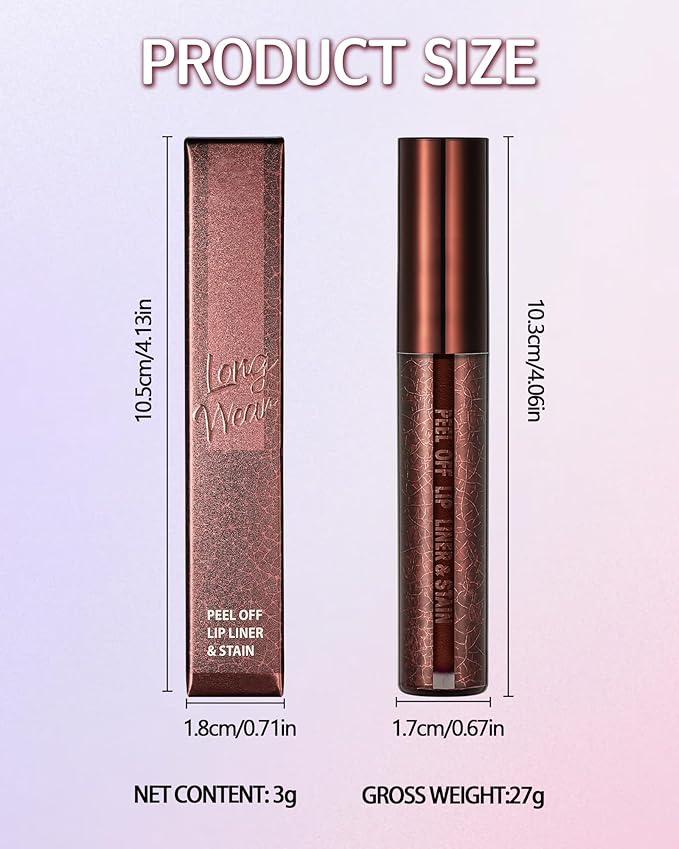 Peel Off Lip Liner Stain, Long Lasting Waterproof Transfer-Proof Lip Tint Stain Peel Off, Non-stick High Pigmented Lip Gloss Lipliner Tattoo, Liquid Tinted Lipstick, Lip Makeup Gift for Women Girl-05