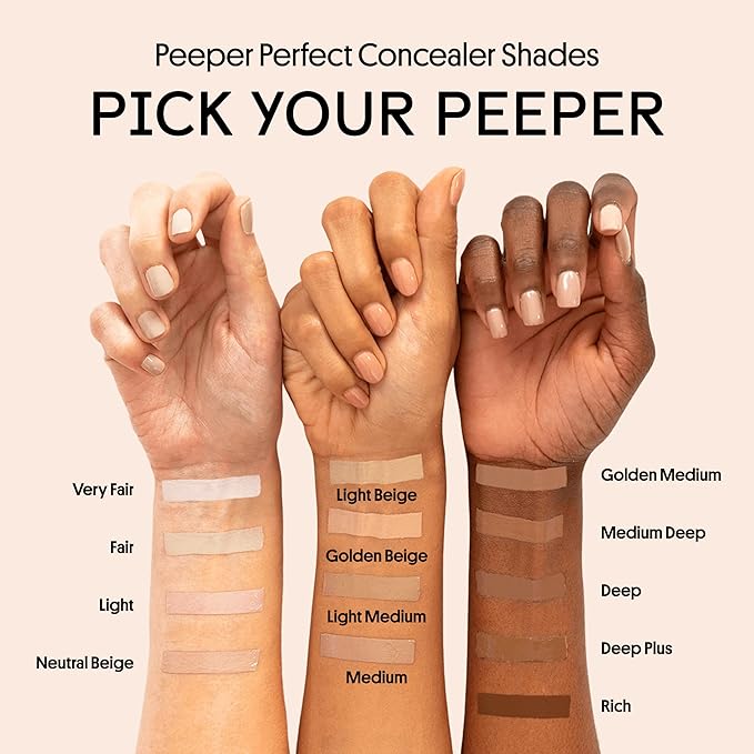Winky Lux Peeper Perfect Under Eye Concealer, Makeup & Eye Brightener, Full Coverage Concealer for Dark Circles, Color Corrector & Eye Primer, With Collagen, Hyaluronic Acid & Vitamin E (Light Medium)