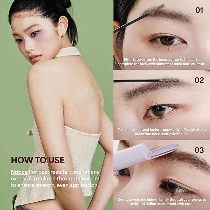 ENTROPY MAKEUP Tough Brow Finisher, 2-In-1 Brow Tint Mascara with Built-In Comb, Skinny Brush, Long-Lasting, Lightweight, Natural Hold and Soft Tint, Toast